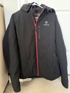 NWT Ororo Black Heated Jacket with Pink Zipper